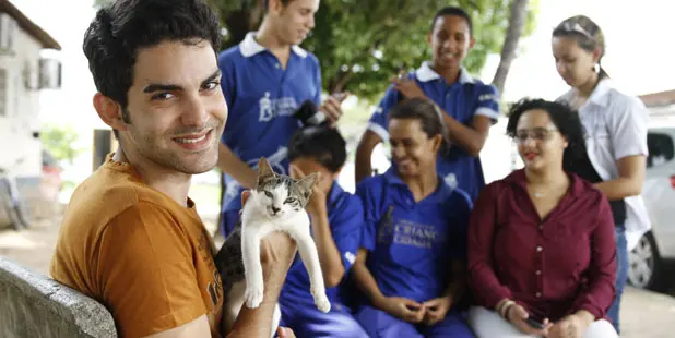 Funcionários da Orquestra dos Meninos do Coque cuidaram da gatinha Salomé a agora procuram um dono para ela. Foto: Annaclarice Almeida/DP/D.A Press