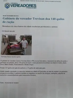 Texto e foto foram divulgados no site da Câmara (Foto: Reprodução/Câmara de Piracicaba)