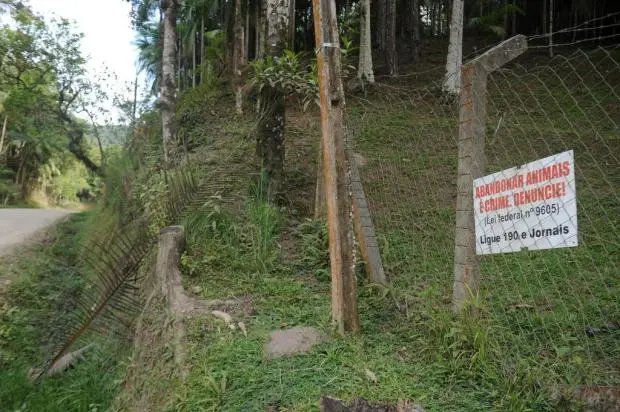 Sinalização tenta inibir o abandono no local (Foto: Gilmar de Souza)