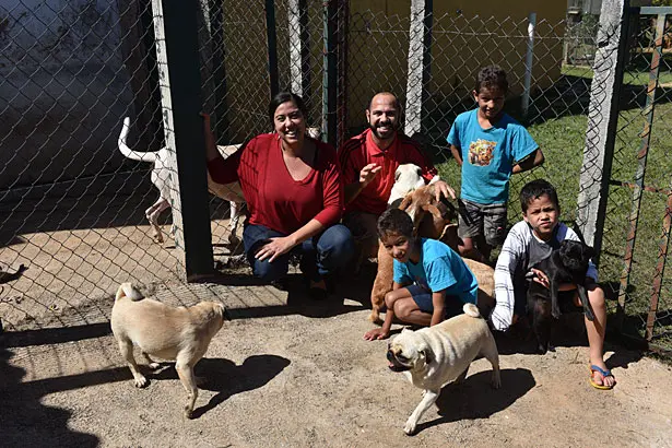 Roselani e Carlos mantêm 14 cachorros em casa: gasto de R$ 700 mensais com ração e muitas alegrias 