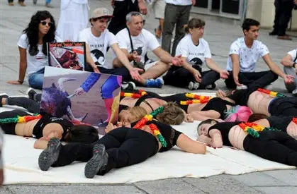 Na semana passada, um protesto pediu em Viana do Castelo o fim das touradas Fotografia © Arménio Belo/Lusa