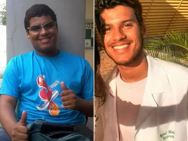 Rafael chegou a pesar 99,7 kg (esq.); hoje, tem 62 kg: ele deixou de comer carne quando tinha 16 anos (Foto: Rafael Muniz dos Reis/Arquivo Pessoal)