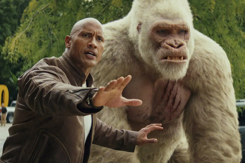O filme Rampage utilizou cães, um rato e um lobo vivos para suas gravações. (Foto: Divulgação)