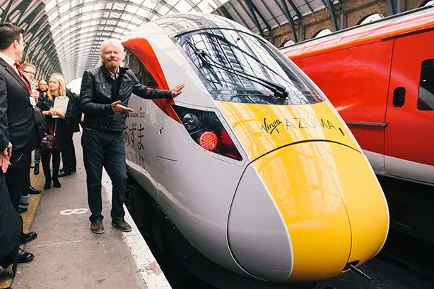 um dos trens da Virgin Trains, primeira empresa do gênero a oferecer cardápio vegano